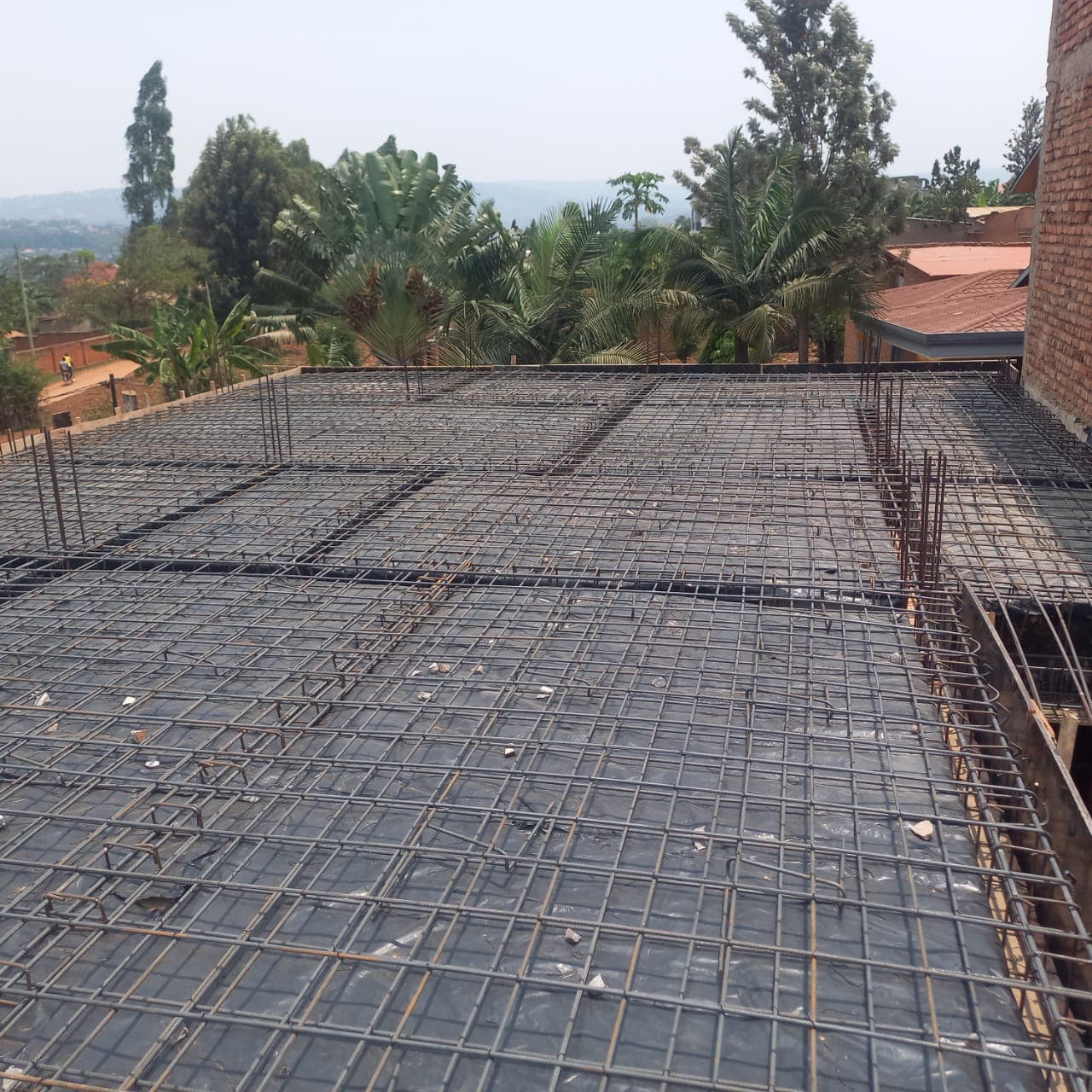 Slab reinforcement, ready for concrete pour