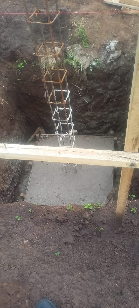 Foundation footing — rebar cage and formwork
